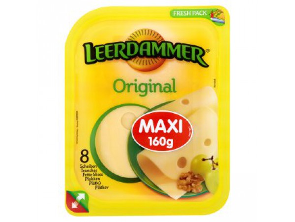 Leerdammer Полутвердый сыр макси 8 ломтиков 160 г